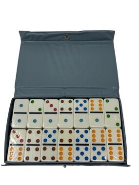 Vintage Cardinal Premier Ed. Double Six Jumbo Color Dot Dominoes 28 Pieces 1993